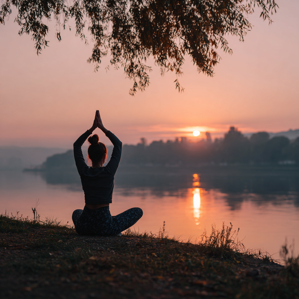Žena praktizuje joga asany v prirodnom prostredí